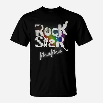 Mama Rock-Star Music-Lover Mothers-Day Distressed Rainbow T-Shirt | Crazezy UK