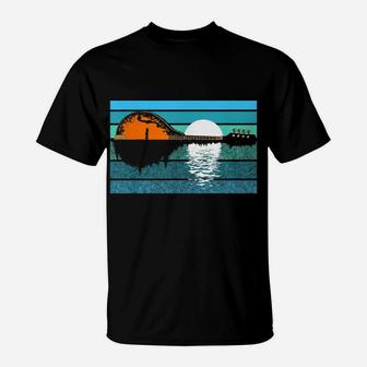 Mandolin & Trees Moon Night Reflection 80S Retro Bluegrass T-Shirt | Crazezy