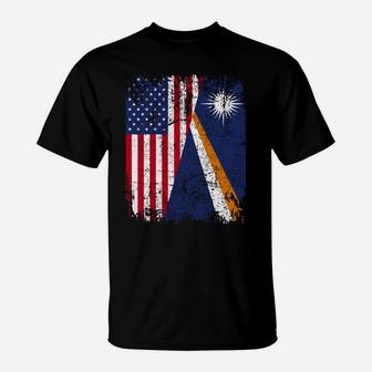 Marshallese Roots | Half American Flag Marshall Island Flag Sweatshirt T-Shirt | Crazezy