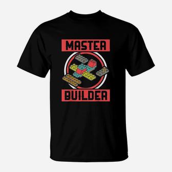 Master Builder Kids Building Blocks Birthday Bricks Boy Gift T-Shirt | Crazezy AU