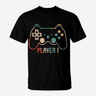 Matching Gamer Tee For Dad, Mom & Kids Player 1,2,3 Shirt T-Shirt | Crazezy