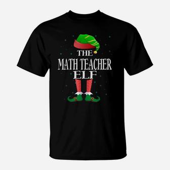 Math Teacher Elf Funny Xmas Matching Pajama Group Christmas T-Shirt | Crazezy UK