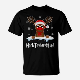 Math Teacher Squad Reindeer Santa Hat Christmas Party T-Shirt | Crazezy AU