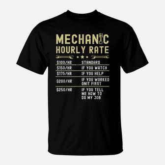 Mechanic Hourly Rate Labor Rates Funny Vintage Graphic T-Shirt | Crazezy