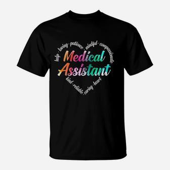 Medical Assistant Heart Word Cloud Watercolor Rainbow T-Shirt | Crazezy