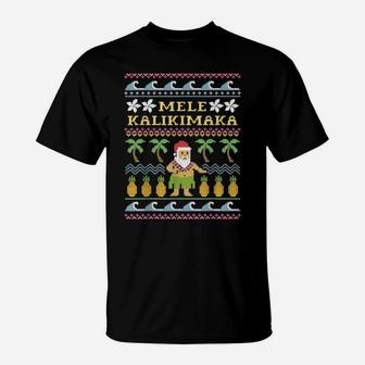 Mele Kalikimaka Christmas, Ugly Sweater Costume, Funny Santa T-Shirt | Crazezy