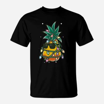 Mele Kalikimaka Pineapple Aloha Hawaii Christmas Surfer Gift T-Shirt | Crazezy
