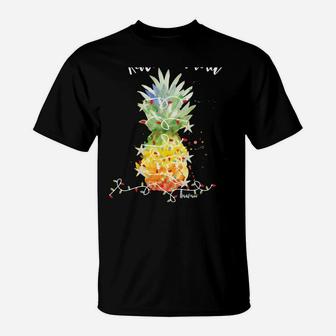 Mele Kalikimaka Pineapple Christmas In July Lights T-Shirt | Crazezy CA