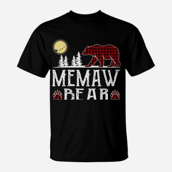 Memaw Bear Christmas Pajama Red Plaid Buffalo Family Gift T-Shirt | Crazezy DE