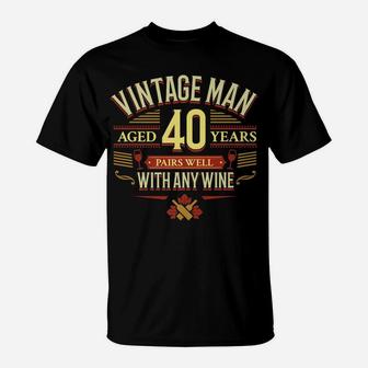 Mens 40Th Birthday Premium Tshirt | Man Aged Pairs With Wine T-Shirt | Crazezy