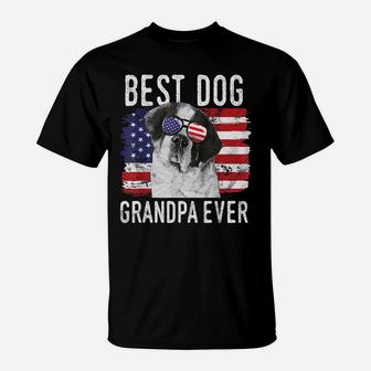 Mens American Flag Best Dog Grandpa Ever St Bernard Usa T-Shirt | Crazezy DE