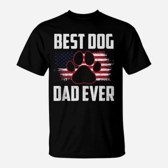 Mens American Flag Dog Dad Owner Best Dog Dad Ever Fathers Day T-Shirt | Crazezy UK