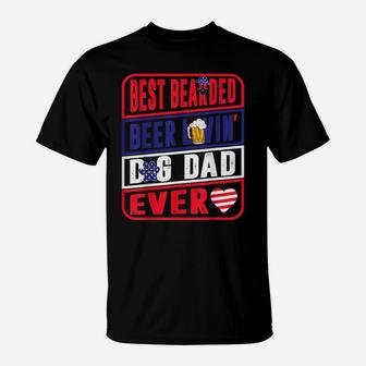 Mens Best Bearded Beer Lovin Dog Dad Pet Lover Owner T-Shirt | Crazezy