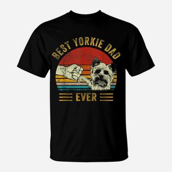 Mens Best Yorkie Dad Ever Retro Yorkshire Terrier Funny Dog Lover T-Shirt | Crazezy