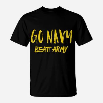Mens Blue Gold "Go Navy Beat Army" T-Shirt T-Shirt | Crazezy DE