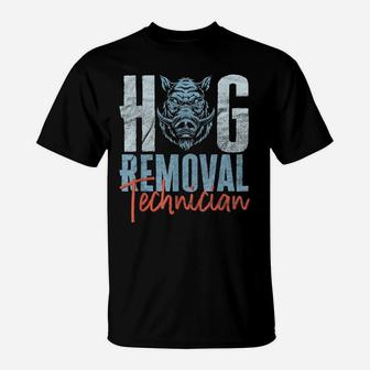 Mens Boar Hunting Wild Pig Hunter Hog Removal Technican T-Shirt | Crazezy