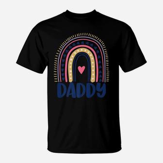 Mens Boho Rainbow Daddy Dad Of Birthday Girl Cute Matching T-Shirt | Crazezy