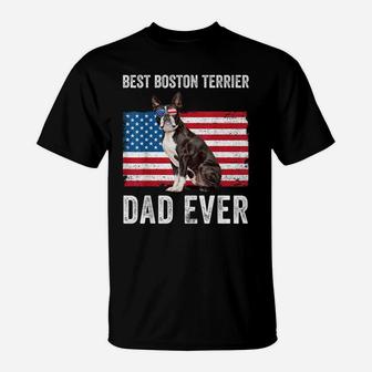 Mens Boston Terrier Dad Usa American Flag Dog Lover Owner Funny T-Shirt | Crazezy DE