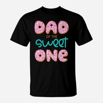 Mens Dad Of Sweet One First Birthday Matching Family Donut Theme T-Shirt | Crazezy AU