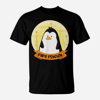 Mens Funny Men's Penguin Lovers Dad Father Daddy Papa Penguin T-Shirt | Crazezy