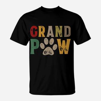 Mens Grand Paw Grandpa Dog Dad Grandpaw Puppy Lover Father's Day T-Shirt | Crazezy