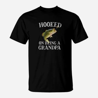 Mens Hooked On Being A Grandpa Quote Funny Fishing Mens Gift Premium T-Shirt - Thegiftio UK