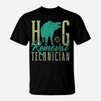 Mens Hunting Wild Pig Hunter Hog Removal Technican T-Shirt | Crazezy