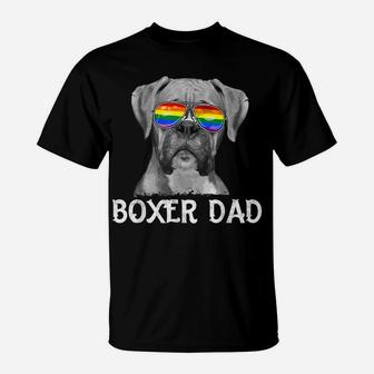 Mens Lgbt Boxer Dad Rainbow Pride Flag Dog Lover Father's Day T-Shirt | Crazezy UK