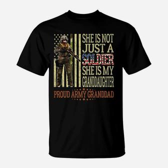 Mens My Granddaughter Is A Soldier Hero Proud Army Granddad Gift T-Shirt | Crazezy