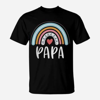 Mens Papa Gifts For Dad Family Rainbow Graphic T-Shirt | Crazezy