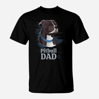 Mens Pitbull Dad Dog Lover Illustration Pitbull Owner T-Shirt | Crazezy