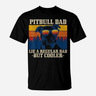 Mens Pitbull Dad Vintage Funny Dog Father's Day Pitbull T-Shirt | Crazezy