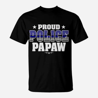 Mens Proud Police Papaw Thin Blue Line Us Flag Cop's Grandpa T-Shirt | Crazezy UK