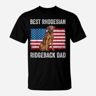 Mens Rhodesian Ridgeback Dad American Flag Dog Lover Owner Funny T-Shirt | Crazezy
