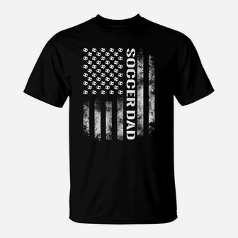 Mens Soccer Dad Funny Usa Flag Father's Day Gift T-Shirt | Crazezy