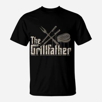 Mens The Grillfather Bbq Grill Smoker Vintage Barbecue Gifts Chef T-Shirt | Crazezy