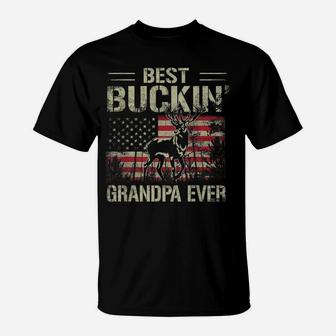Mens Usa Flag Best Buckin' Grandpa Ever, Deer Hunting Fathers Day T-Shirt | Crazezy AU