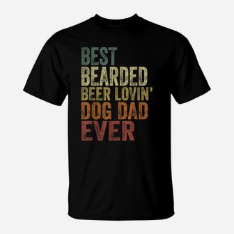 Mens Vintage Best Bearded Beer Lovin Dog Dad Pet Lover Owner T-Shirt | Crazezy DE