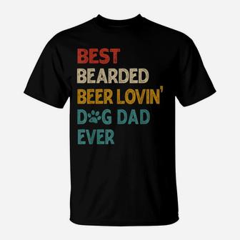 Mens Vintage Best Bearded Beer Lovin Dog Dad T-Shirt | Crazezy DE