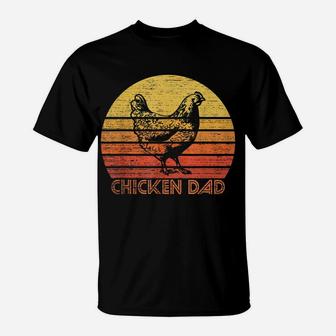 Mens Vintage Retro Chicken Dad Gift Farm Farmer Sunset Silhouette T-Shirt | Crazezy AU