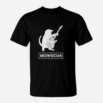 Meowsician Cat Guitar Musician Kitten Music Lover T-Shirt | Crazezy CA