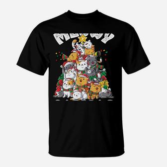 Meowy Catmas Cat Christmas Tree Xmas Kids Girls Boys Gifts Sweatshirt T-Shirt | Crazezy