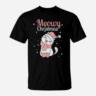 Meowy Catmas Meowy Xmas Winter Holidays Reindeer Cat Lovers T-Shirt | Crazezy