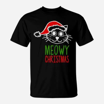 Meowy Chrismtas Meowy Catmas Cats Cat Xmas T-Shirt - Monsterry