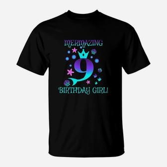 Mer Mermaid Birthday Party Mazing Girls T-Shirt | Crazezy UK
