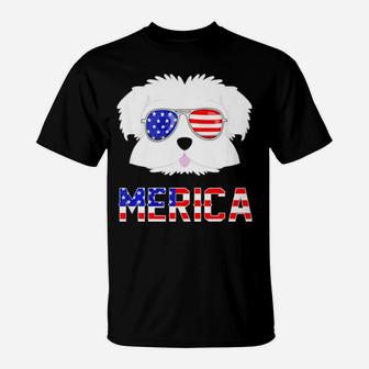 Merica Maltese 4Th Of July Patriotic Dog T-Shirt - Monsterry