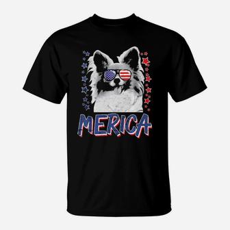 Merica Papillon Dog 4Th Of July Usa Gift T-Shirt - Monsterry CA