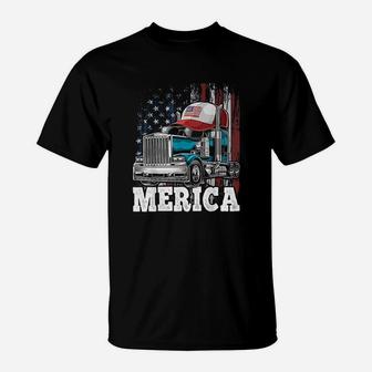 Merica Trucker American Flag Trucker Hat T-Shirt | Crazezy