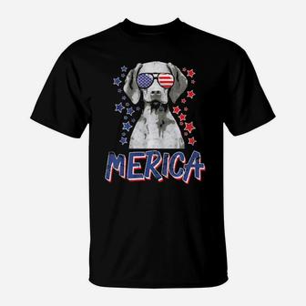 Merica Vizsla Dog 4Th Of July Usa T-Shirt - Monsterry