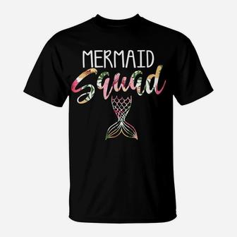 Mermaid Squad Mermaid Birthday Funny Flower Party Family Tee T-Shirt | Crazezy DE